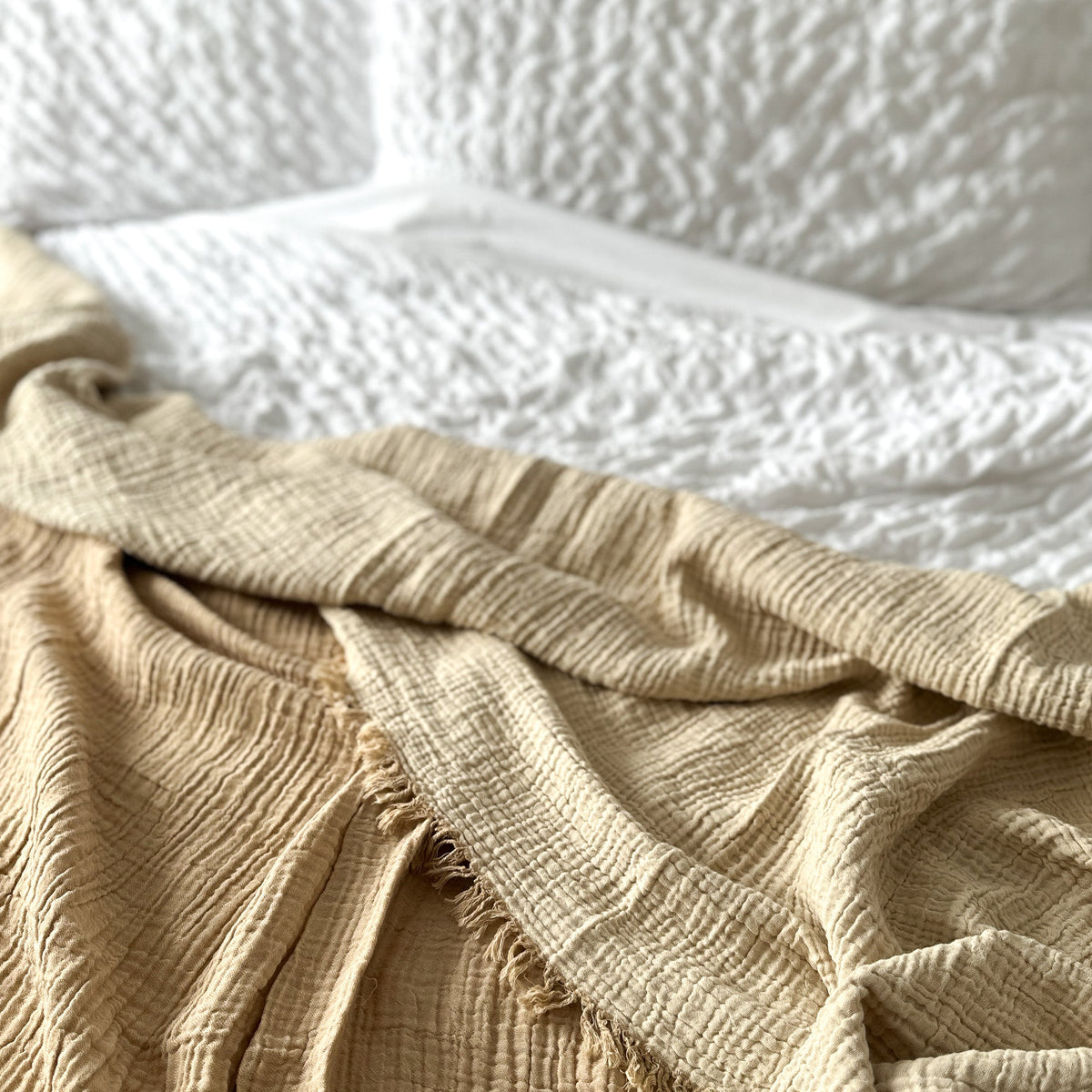 Charcoal Silver Gray Reversible Blanket with Fringes