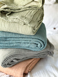 Clay Organic Muslin Blanket – Earthy Double-Sided Comfort