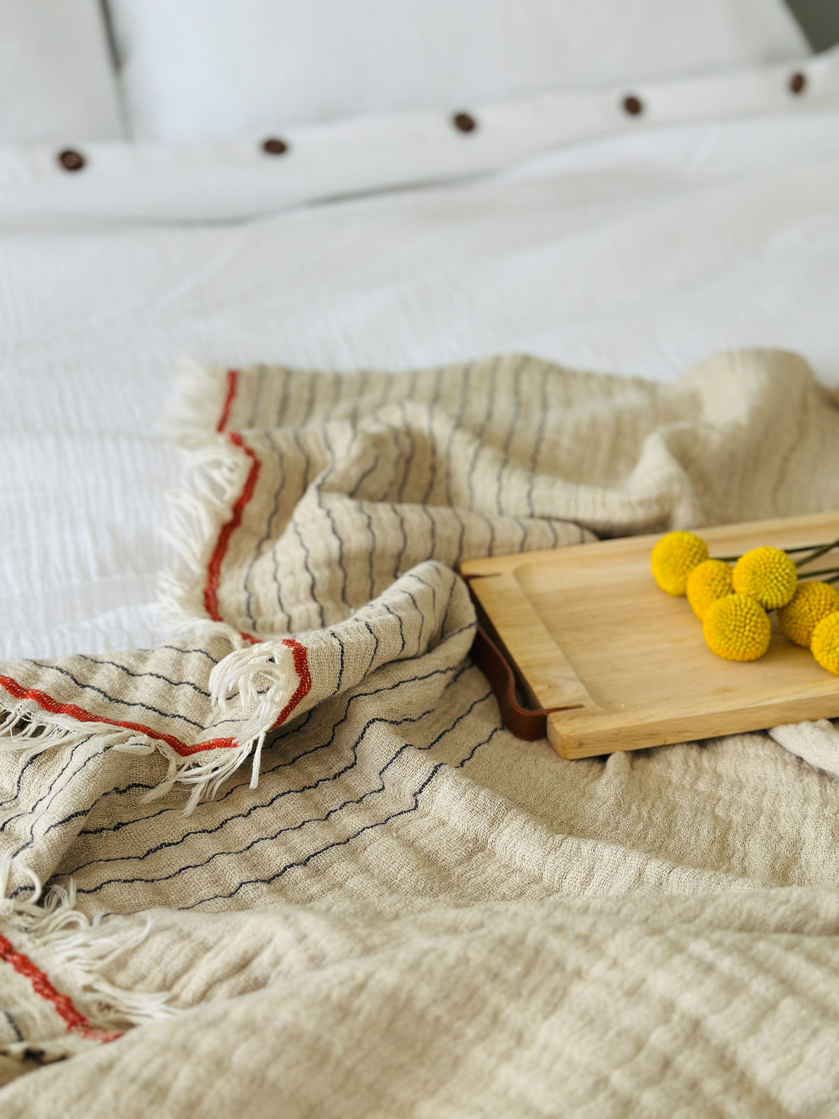 Sand Throw with Fringe – Natural, Lightweight & Earthy