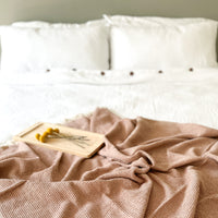 Cinnamon Waffle Throw – Soft Textured Cotton Blanket in Earthy Tones