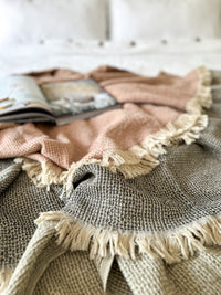 Cinnamon Waffle Throw – Soft Textured Cotton Blanket in Earthy Tones