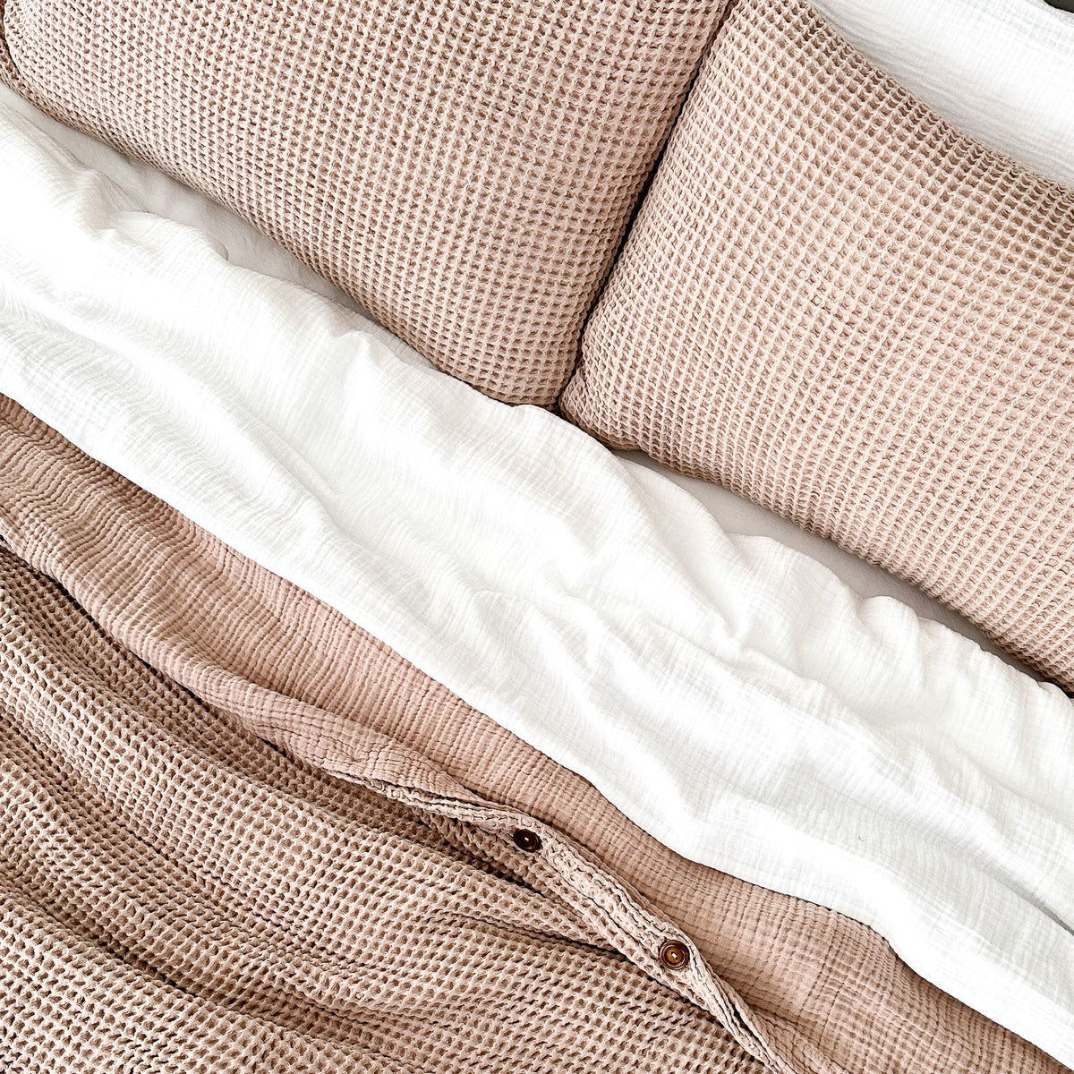 Forest Green Organic Waffle Pillowcases Set of 2