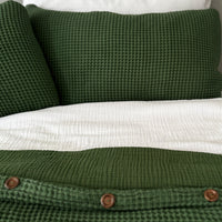 Forest Green Organic Waffle Pillowcases Set of 2