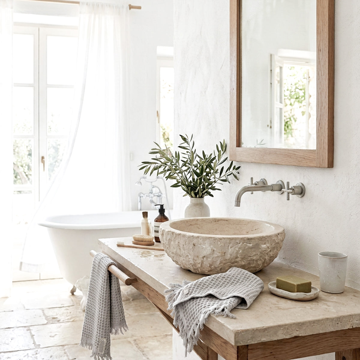 Waffle Hand Towel, Light Gray