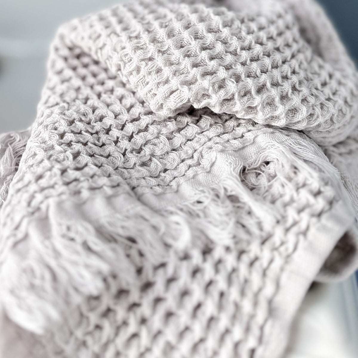 Waffle Hand Towel, Light Gray