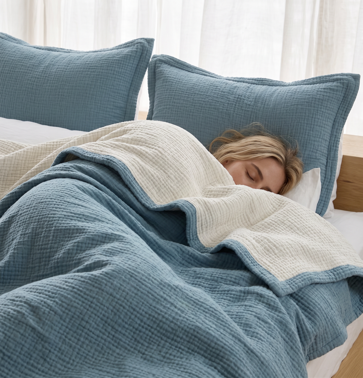 Ocean Organic Muslin Blanket – Double-Sided