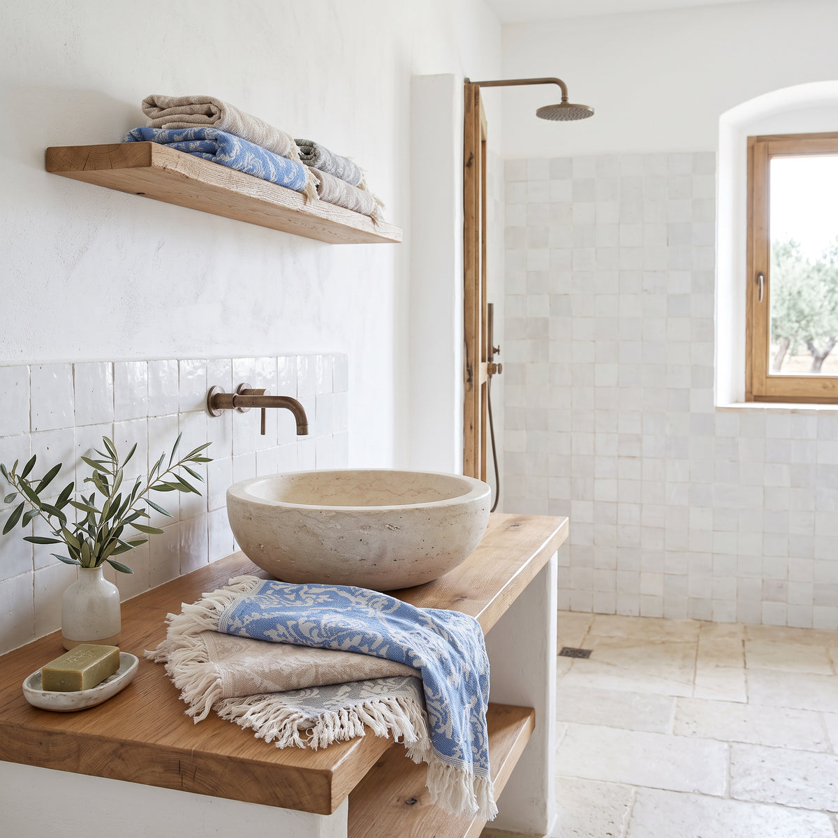 Heritage Cotton Towel, Blue