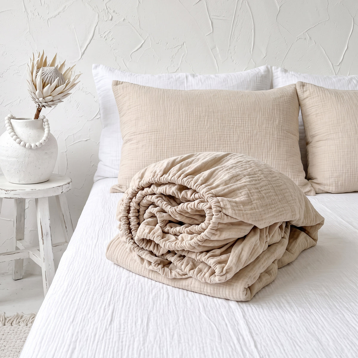 Organic Cotton Gauze Fitted Sheet – Natural