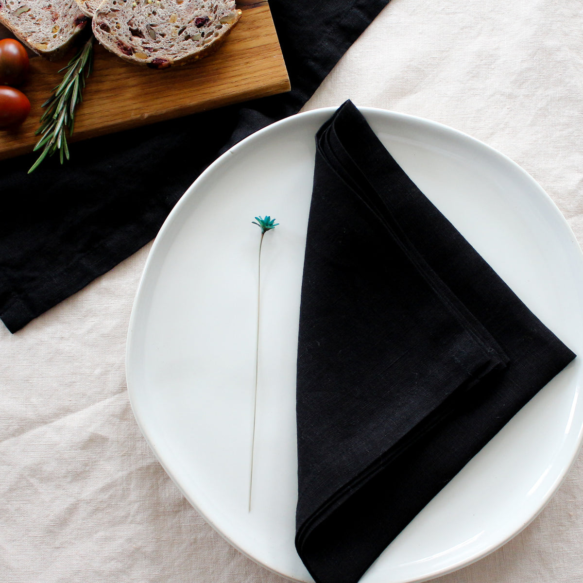 Black Linen Napkin Set of 4