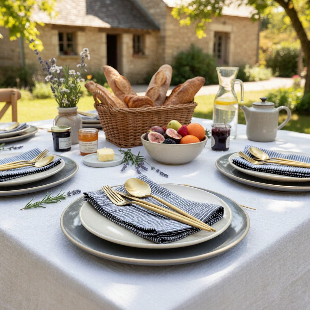 Black Striped Linen Napkin Set of 4