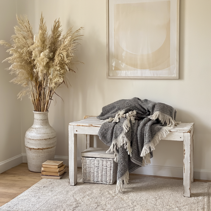 Sage Waffle Throw – Soft Textured Cotton Blanket in Earthy Tones