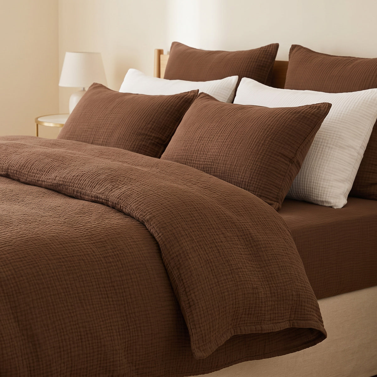 Organic Cotton Gauze Pillowcase Set of 2 - Brown