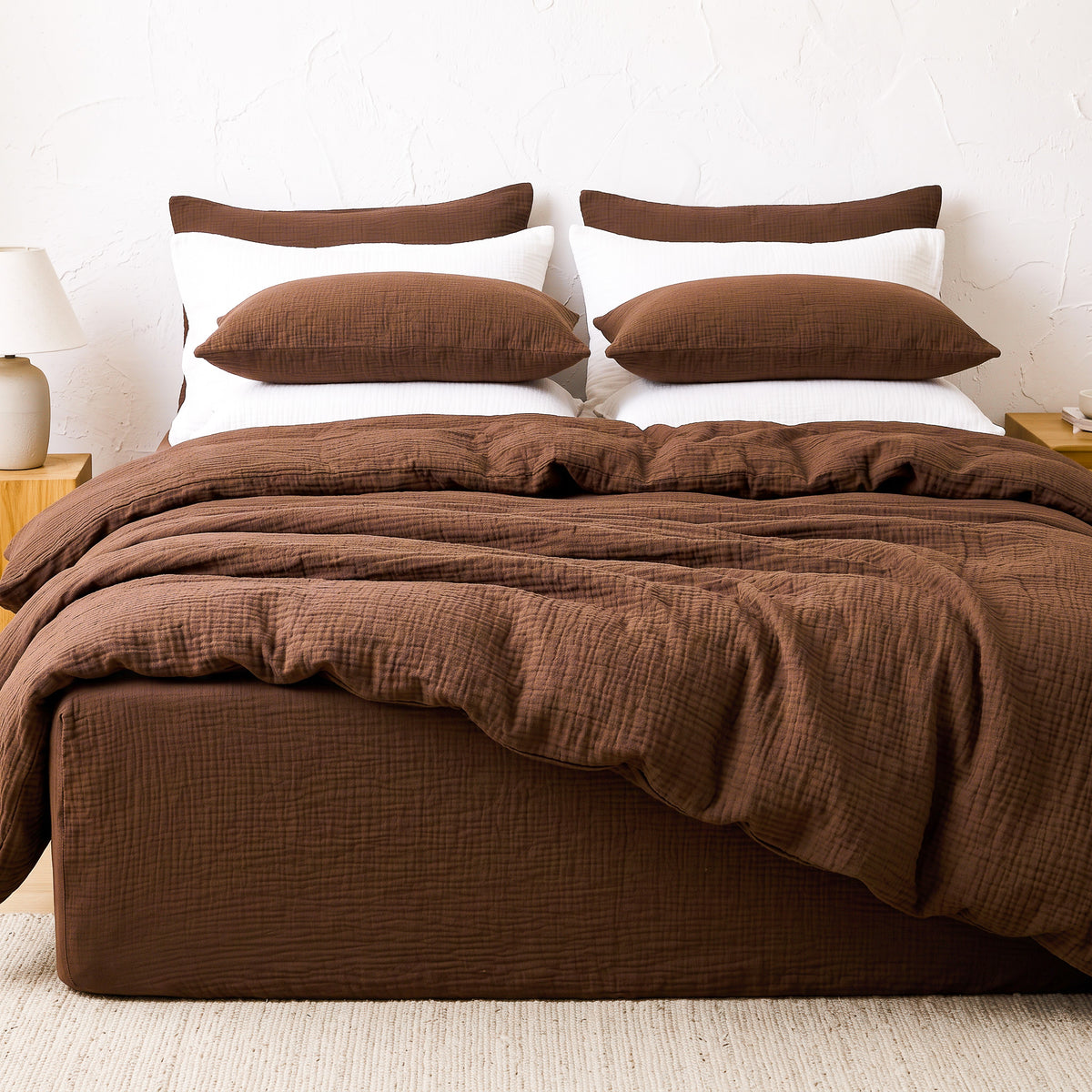 Organic Cotton Gauze Pillowcase Set of 2 - Brown