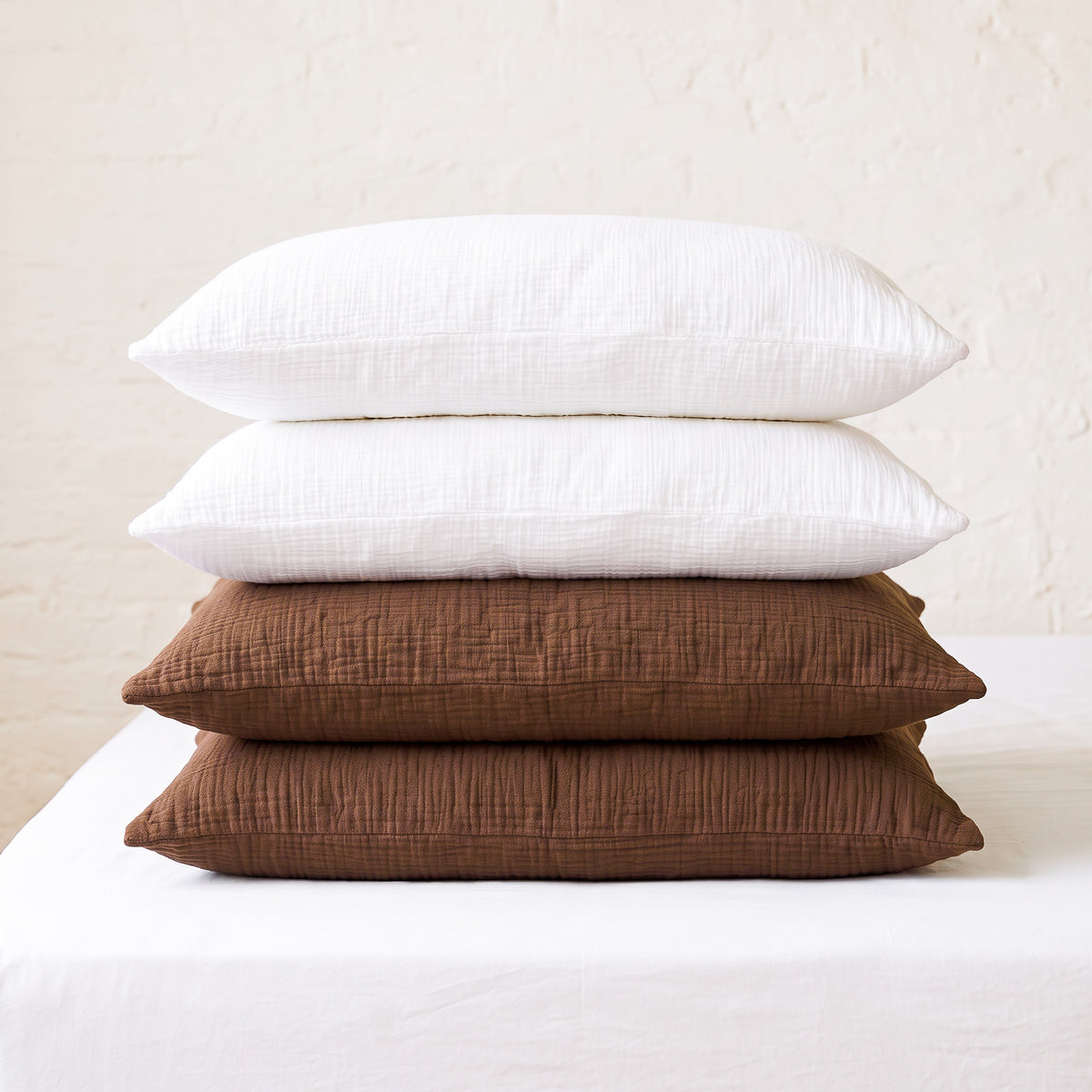 Organic Cotton Gauze Pillowcase Set of 2 - Brown