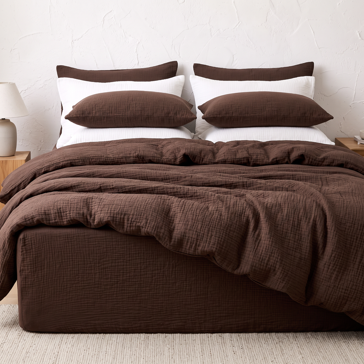 Organic Cotton Gauze Fitted Sheet – Brown