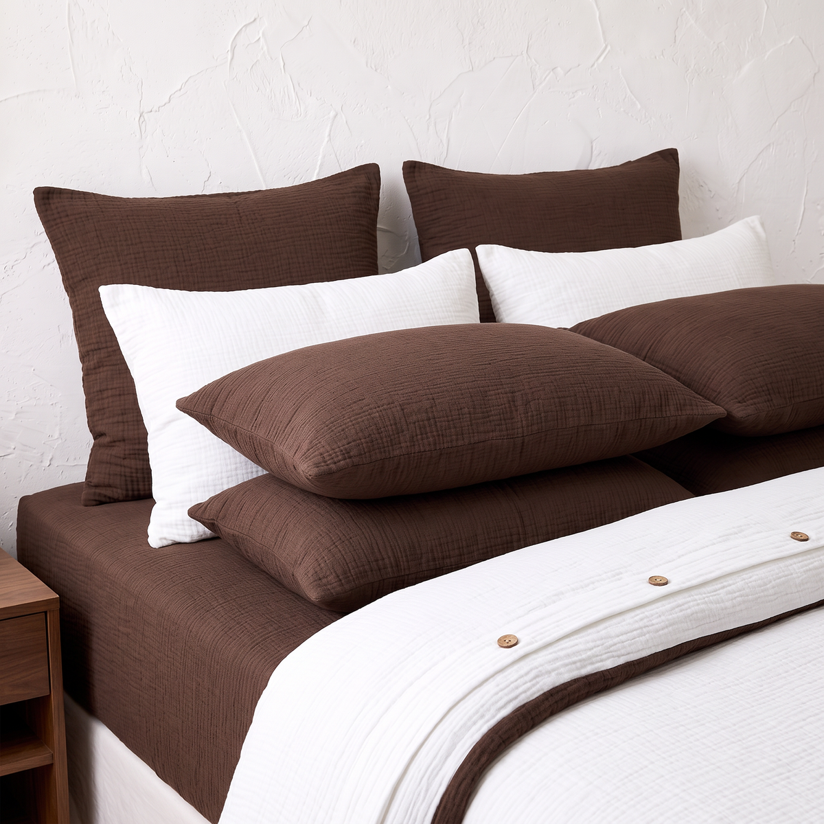 Organic Cotton Gauze Fitted Sheet – Brown