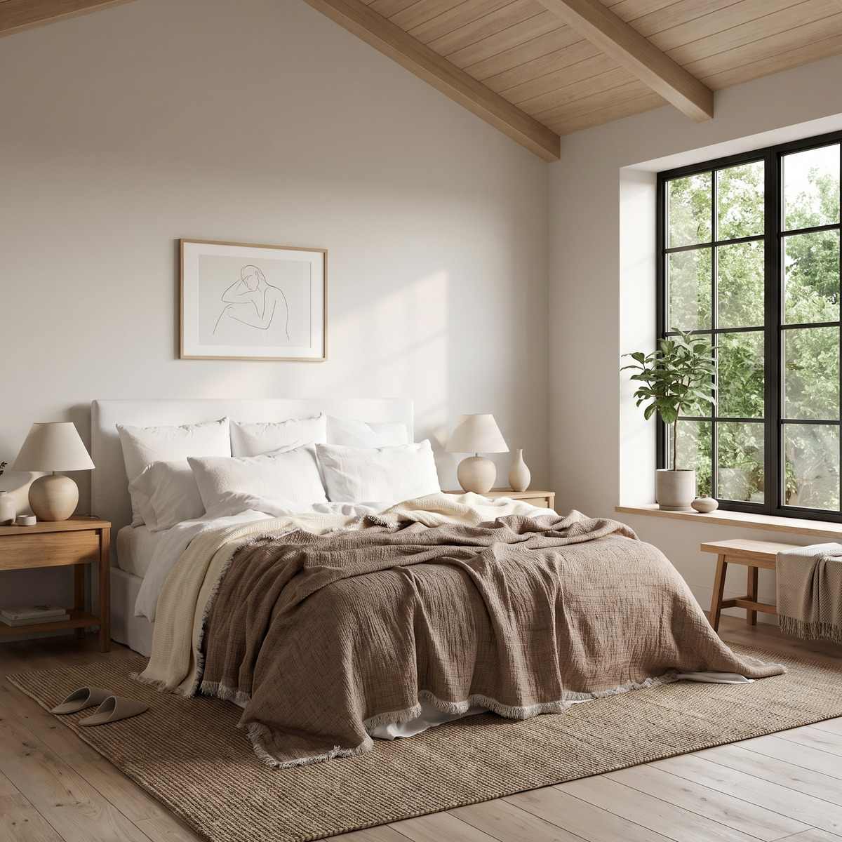 Coffee Organic Quilt Blanket – Reversible