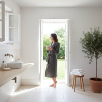 Organic Waffle Hooded Bathrobe in Various Colors