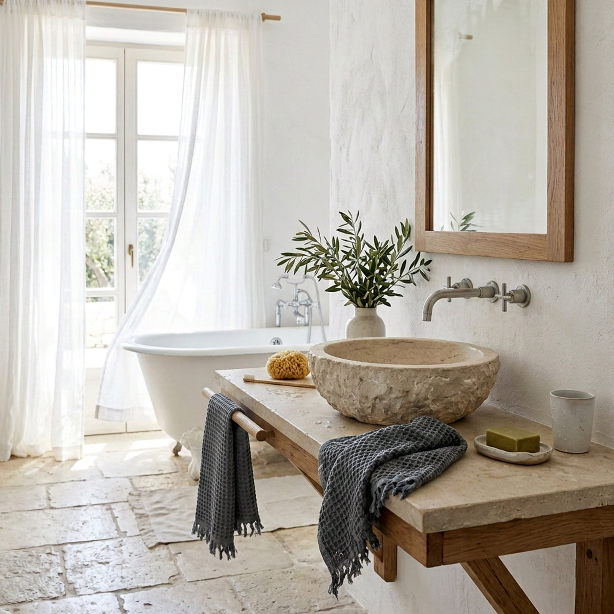 Waffle Hand Towel, Charcoal