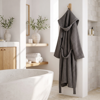 Gray Organic Waffle Hooded Bathrobe