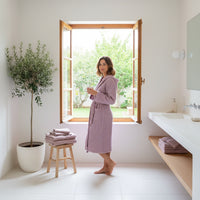 Organic Waffle Hooded Bathrobe in Various Colors