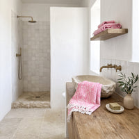 Fish Cotton Towel, Pink
