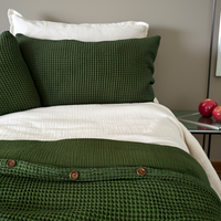 Forest Green Organic Waffle Pillowcases Set of 2