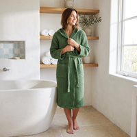 Organic Waffle Hooded Bathrobe in Various Colors
