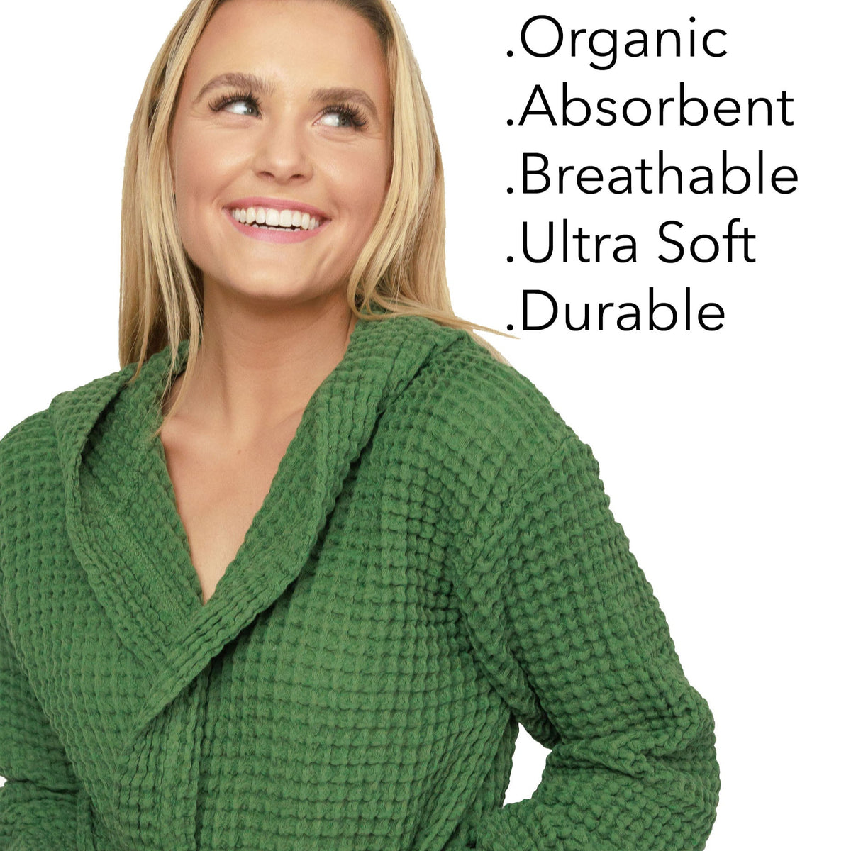 Organic Waffle Hooded Bathrobe