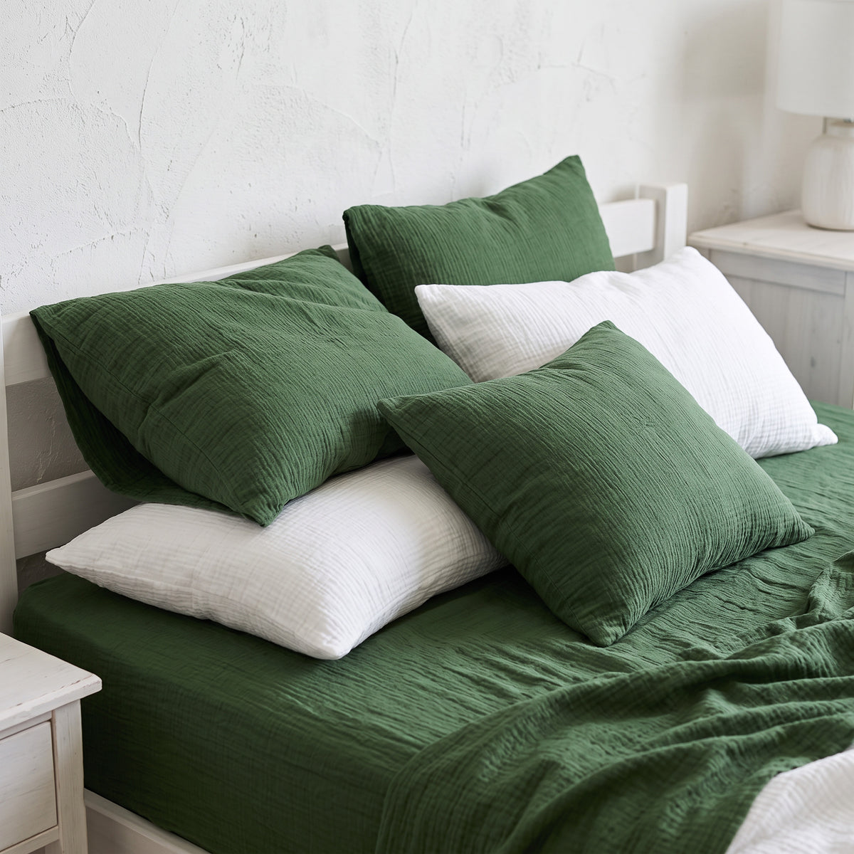Organic Cotton Pillowcase Set of 2 - Forest Green