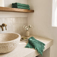 Waffle Hand Towel, Forest Green