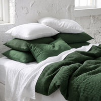 Organic Waffle Pillowcase Set of 2 - Forest Green