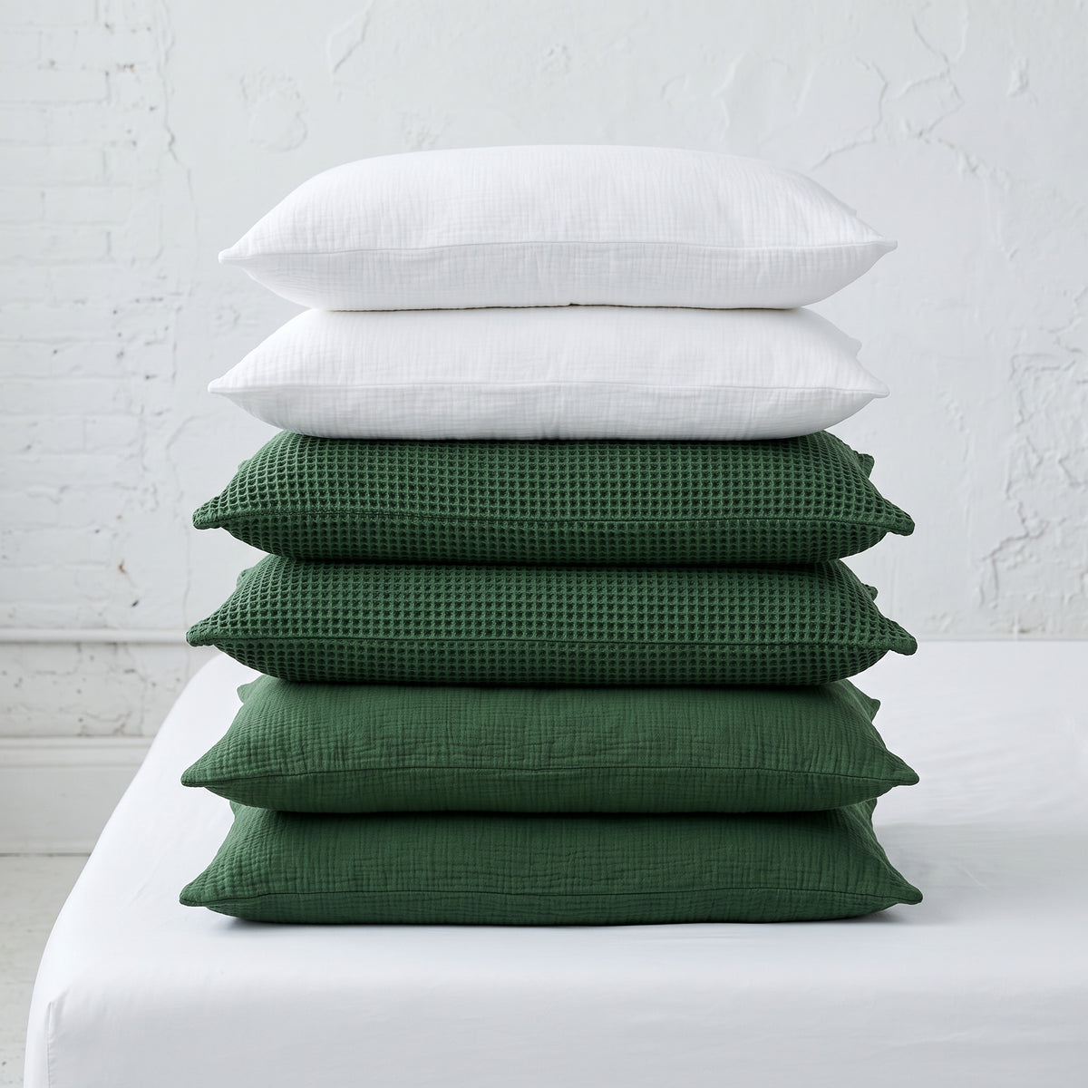 Organic Waffle Pillowcase Set of 2 - Forest Green