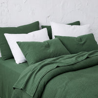 Organic Waffle Pillowcase Set of 2 - Forest Green