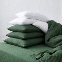 Organic Waffle Pillowcase Set of 2 - Forest Green