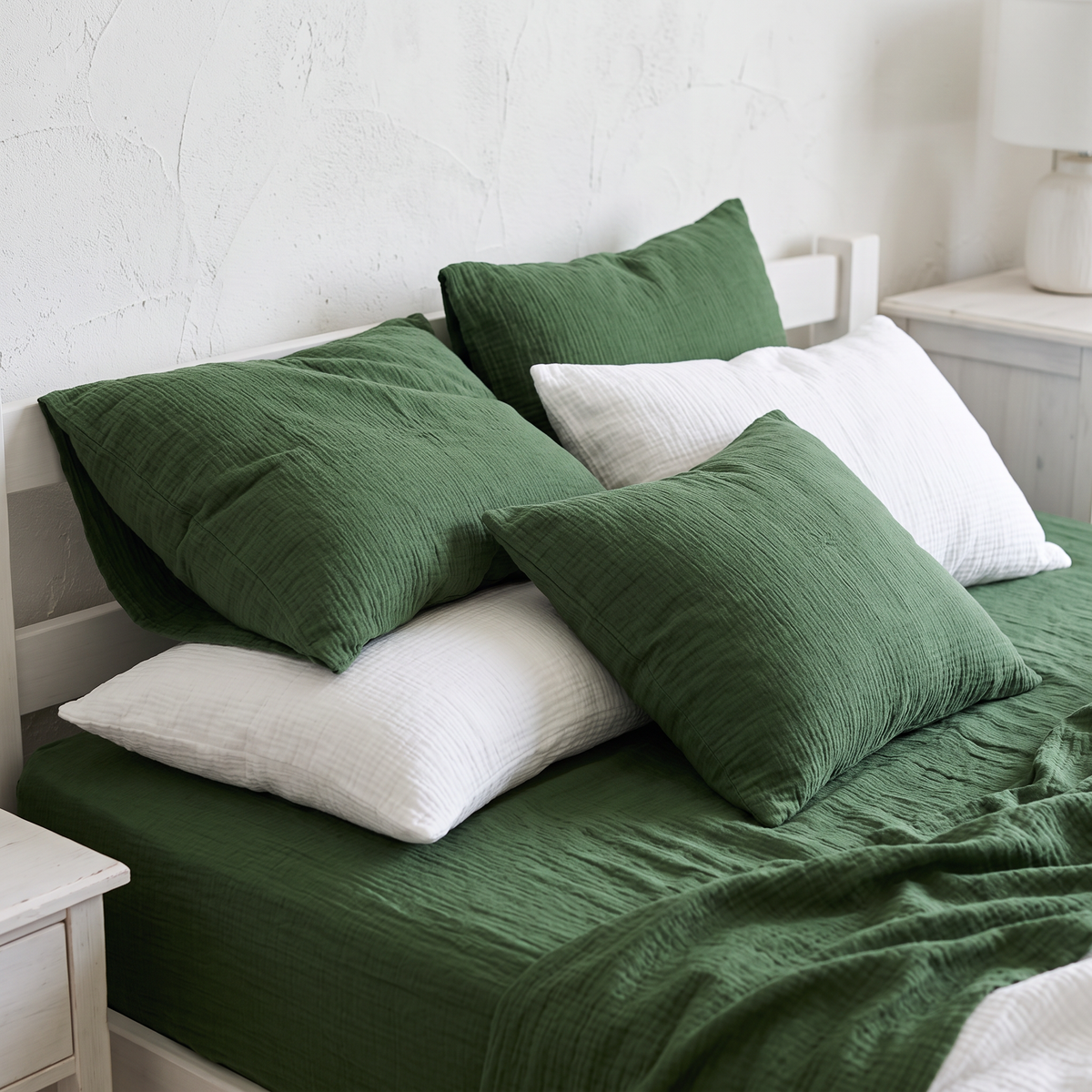 Organic Cotton Pillowcase Set of 2 - Forest Green