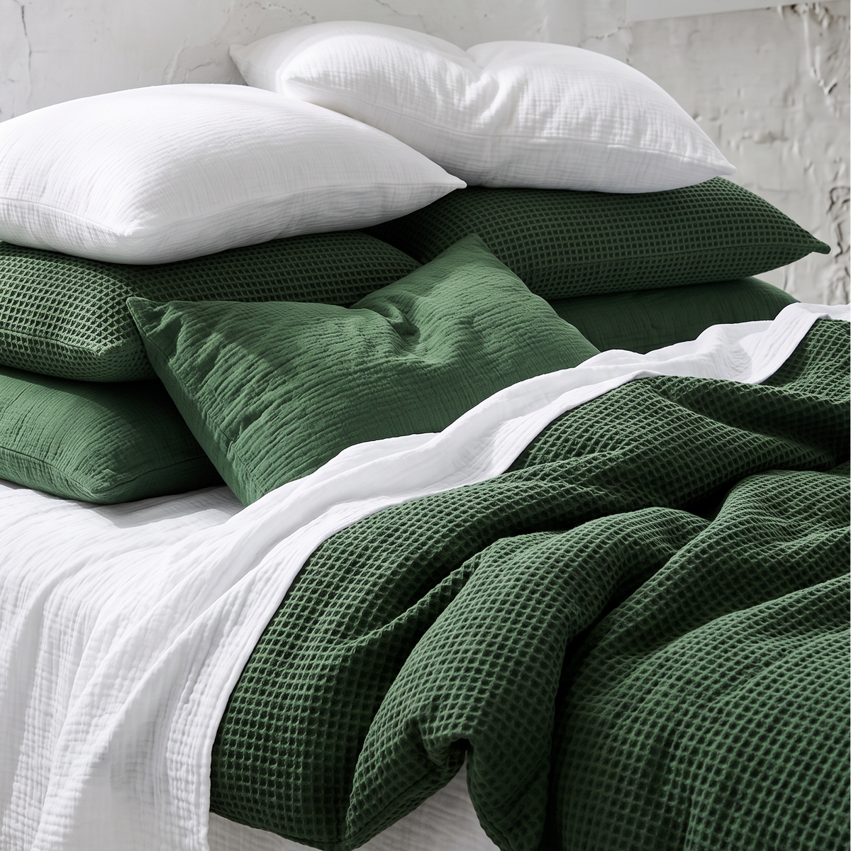 Forest Organic Waffle Duvet Cover - Double Sided