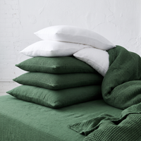 Organic Waffle Pillowcase Set of 2 - Forest Green