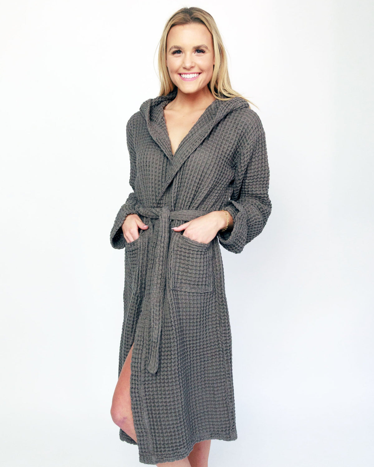 Organic Waffle Hooded Bathrobe