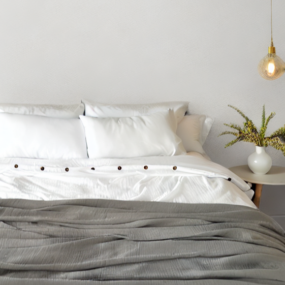 Gray Organic Muslin Blanket – Timeless Double-Sided Design