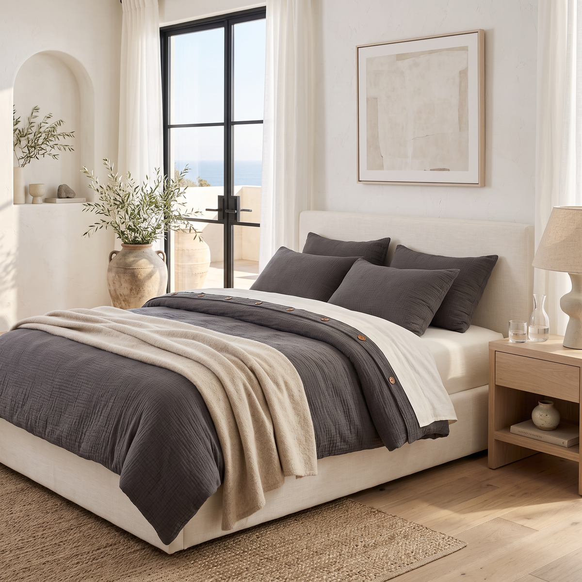 Gray Airy Soft Organic Cotton Duvet Cover