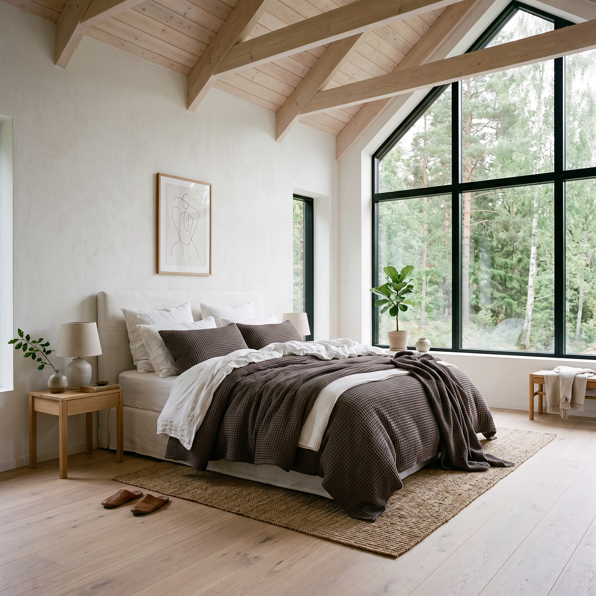 Gray Organic Waffle Duvet Cover - Double Sided