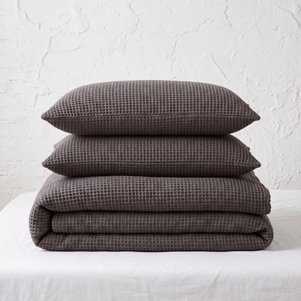 Organic Waffle Pillowcase Set of 2 - Gray