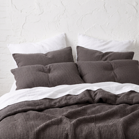 Gray Organic Waffle Duvet Cover - Double Sided