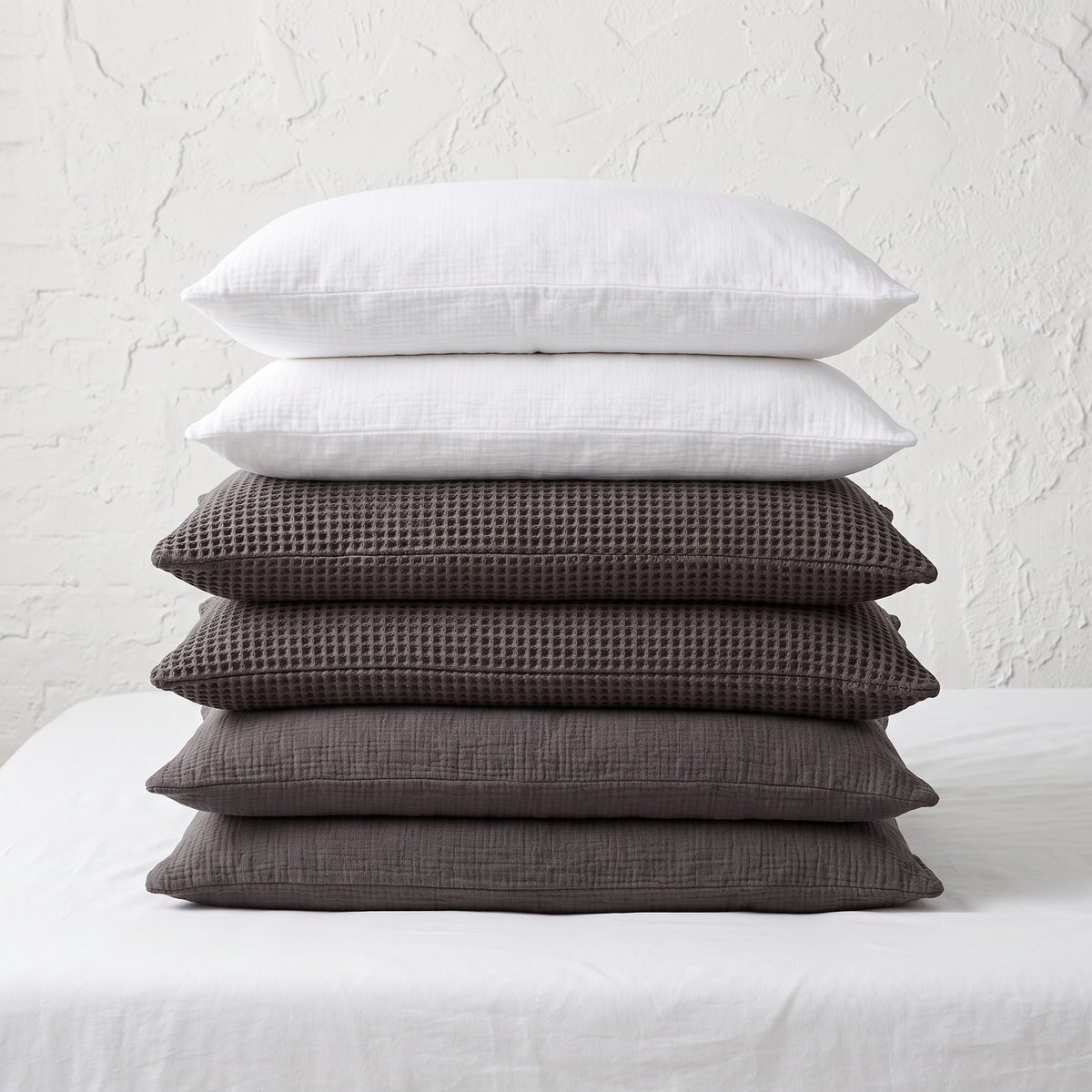 Organic Waffle Pillowcase Set of 2 - Gray