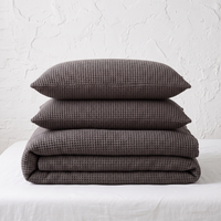 Gray Organic Waffle Duvet Cover - Double Sided