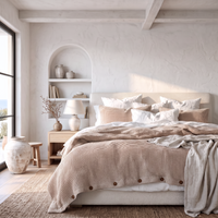 Natural Organic Waffle Duvet Cover - Double Sided