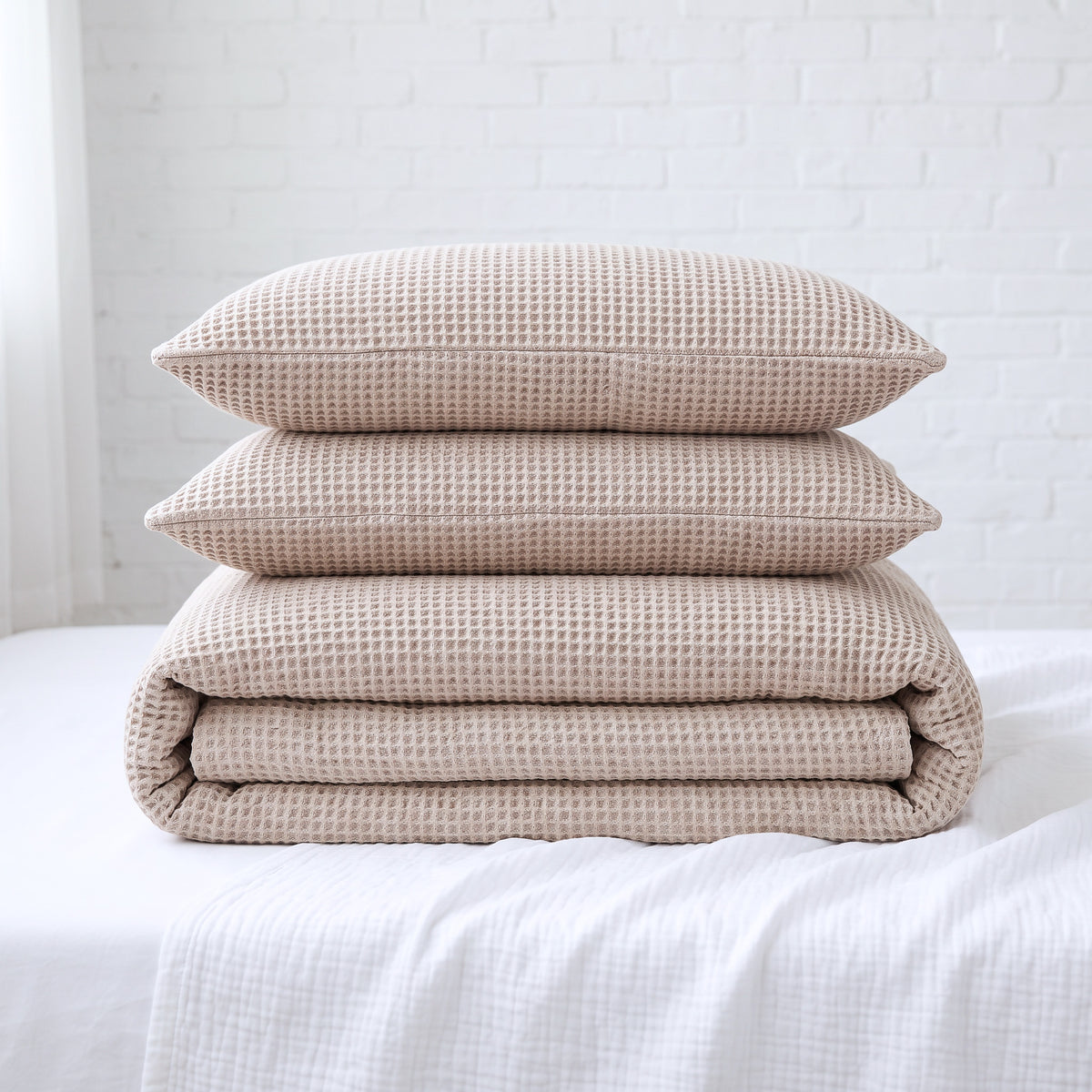 Organic Waffle Pillowcase Set of 2 - Natural