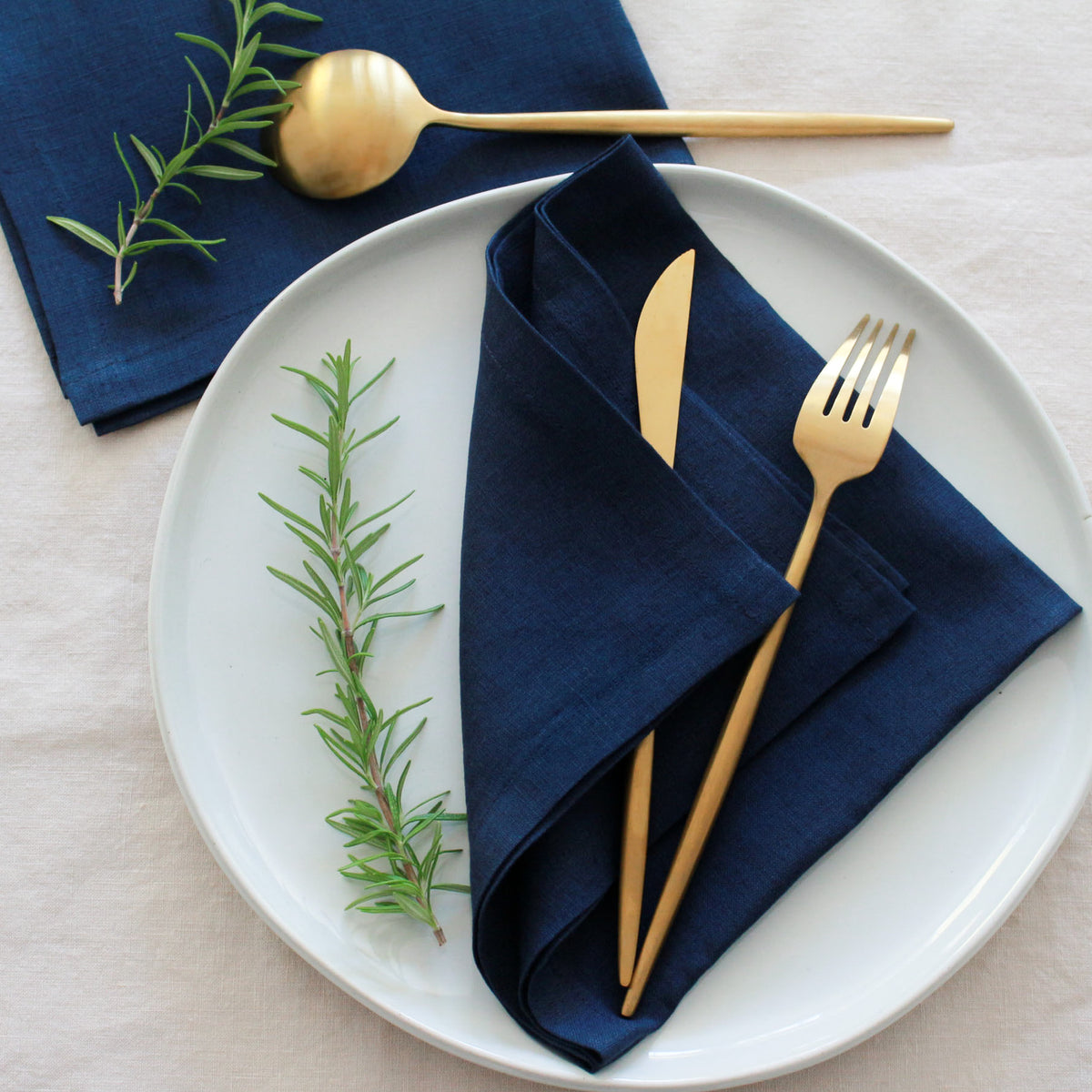 Navy Linen Napkin Set Of 4