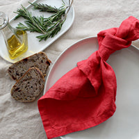 Red Linen Napkin Set of 4